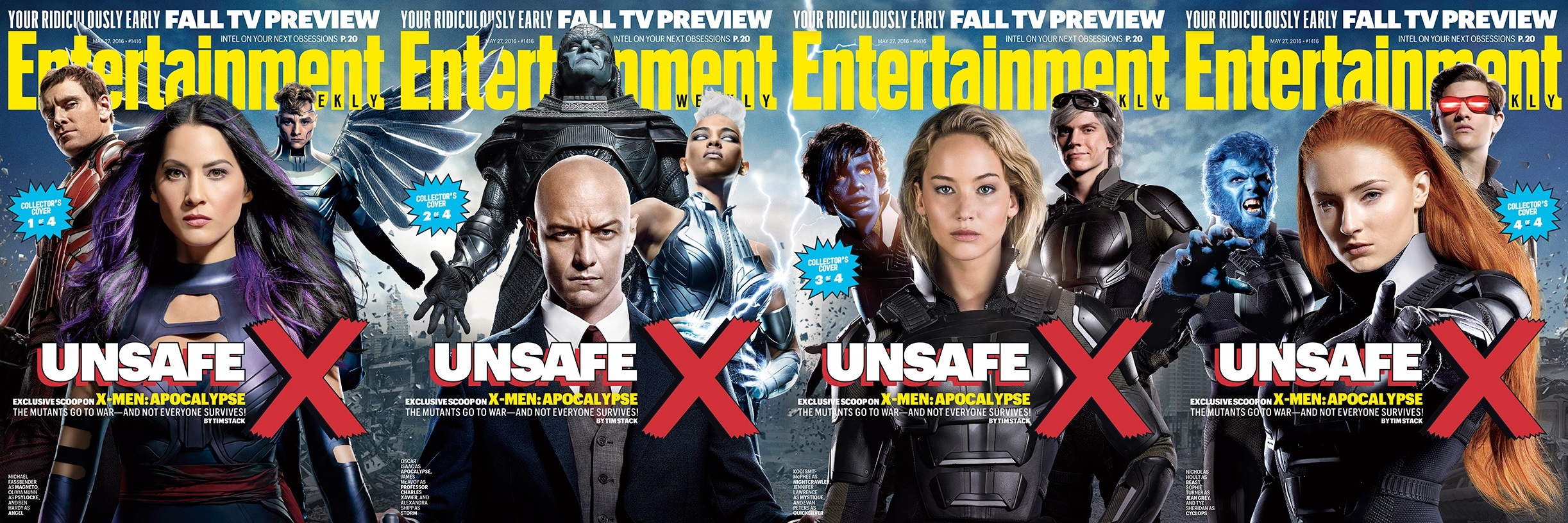 X Men Apocalypse Cast Featured On Four Connecting Entertainment Weekly Covers X Men Films